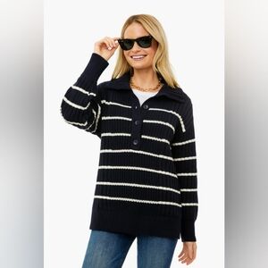 Apiece Apart Tuckernuck Paloma Mock Navy/Cream Stripe Women's XS Knit Sweater